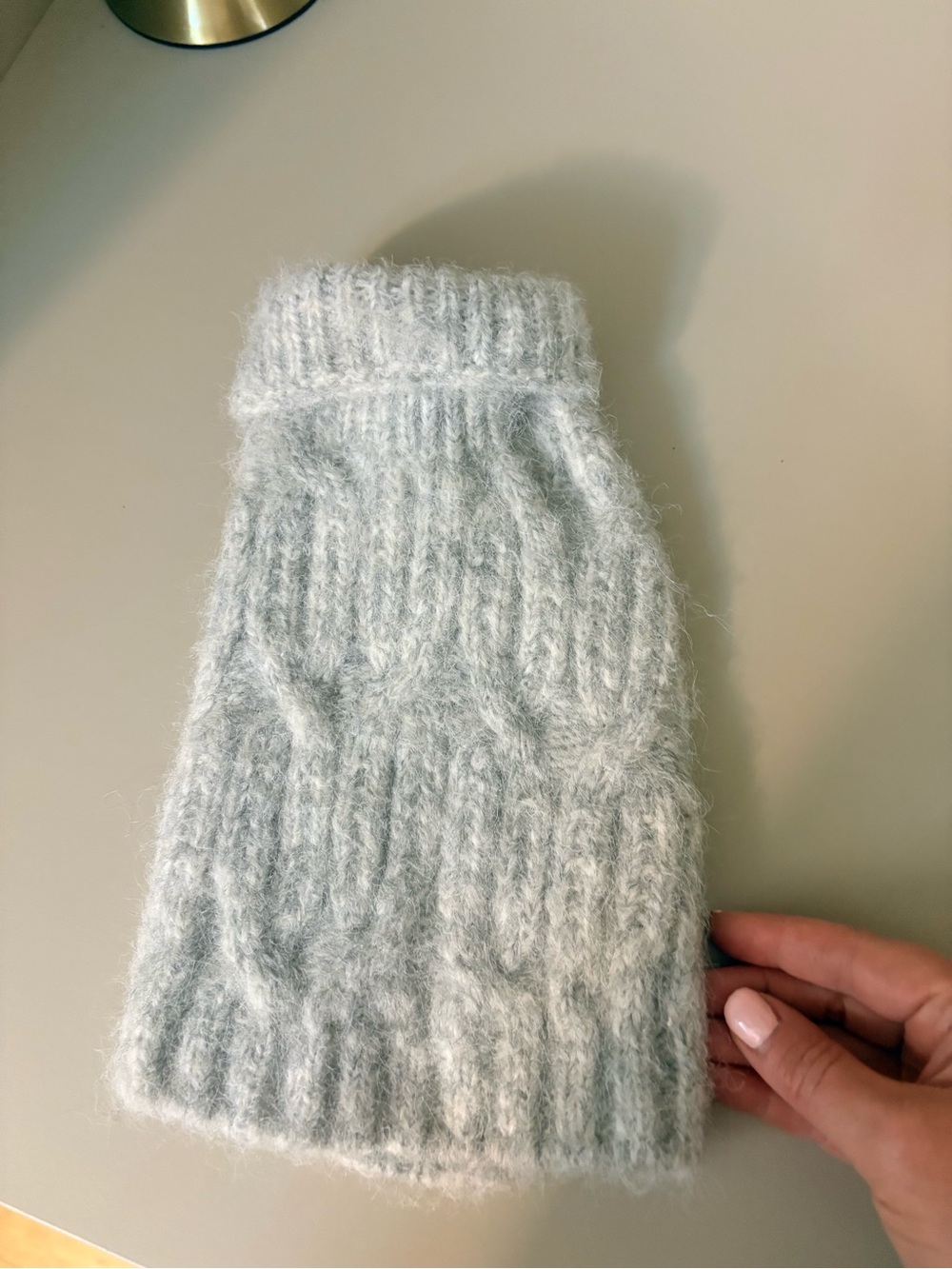 H&M Light Gray Fuzzy Cable-Knit Women's Sweater, XXS-8